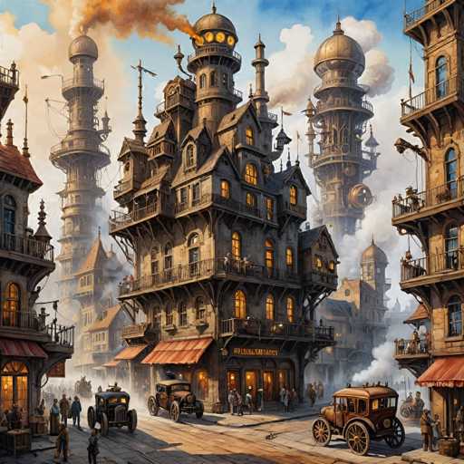 Steampunk cityscape