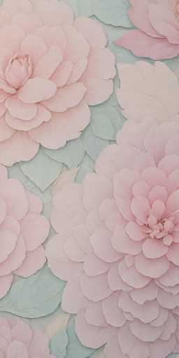 The image shows two sections of a floral design. The top section is predominantly pink and features large flowers with green leaves. The bottom section has a light beige color that contrasts with the vibrant pink flowers in the upper section.