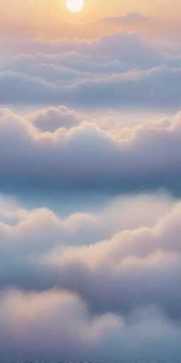 The image shows two sections of a sky filled with clouds. The left section is predominantly white and blue, while the right section has a grayish hue. The sky transitions from light to dark shades in both areas, creating a sense of depth and perspective. There are no discernible texts or other objects present in the image.