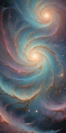 The image shows two spiral galaxies with blue and orange swirls against a gray background. The galaxy on the left is slightly larger than the one on the right, creating a sense of depth in the composition.
