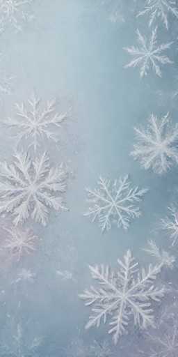 The image shows a close-up view of a snowflake with six points and eight lines against a light blue background. The snowflakes appear to be made of frosting or icing, giving them a unique texture. The image is framed by a dark brown border on the right side, creating a sense of depth and perspective.