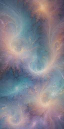 A vibrant, swirling nebula-inspired wallpaper with a soft, ethereal glow. The image is dominated by pastel hues of blue, pink, and lavender, with hints of gold and white creating a sense of depth and movement. The swirling patterns are reminiscent of cosmic dust clouds, with delicate wisps and tendrils extending throughout the image. The overall effect is one of tranquility and wonder, evoking a sense of vastness and mystery.